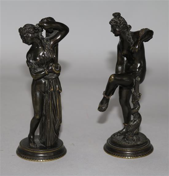 Two late 19th century Grand Tour bronzes, after the antique, 5.5in.